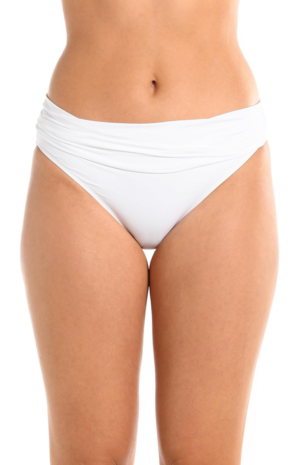 La Blanca White Hipster Bikini Swimsuit Bottom, Size 6, Shirred Band