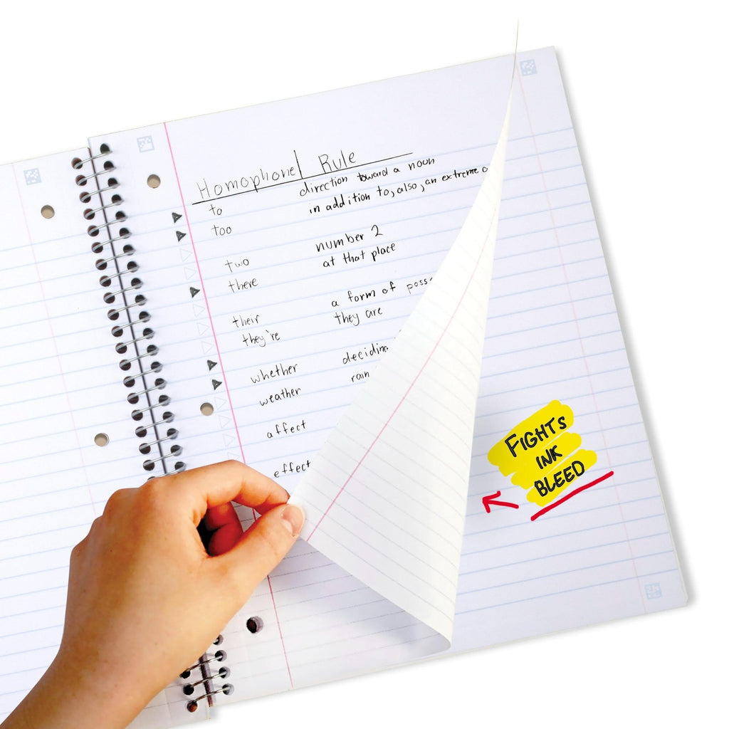 Five Star 5 Subject Spiral Notebook, Wide Ruled, 200 Sheets, Black