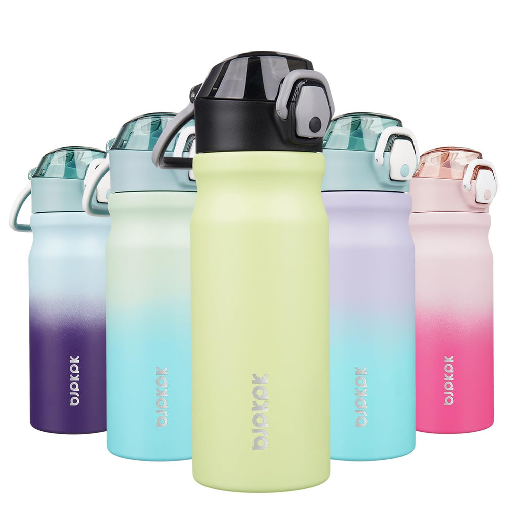 Double Wall 18oz Stainless Steel Water Bottle, Macaron Green, BPA-Free