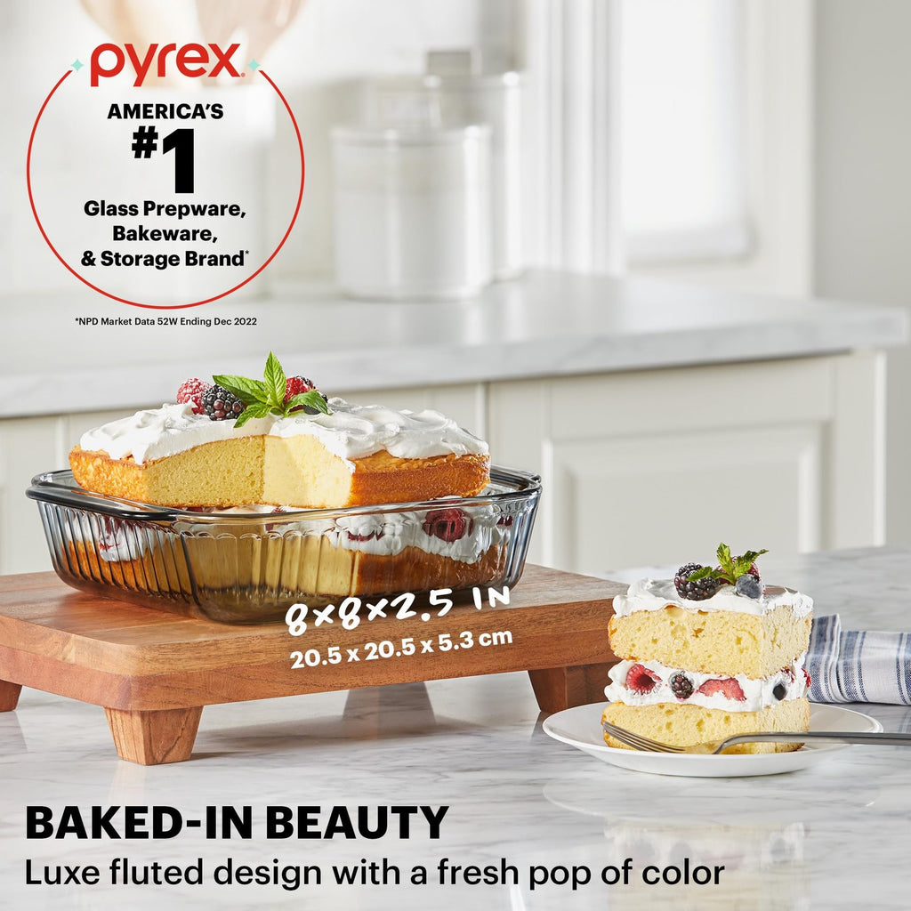 Pyrex 8x8 Oblong Baking Dish w/ Lid, Dishwasher & Microwave Safe