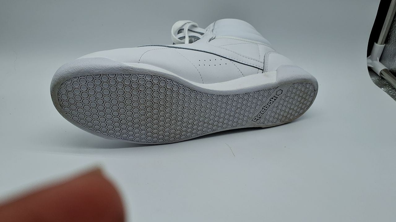 Reebok Women's Basketball Shoes, Freestyle Hi, White/Silver, Size 10