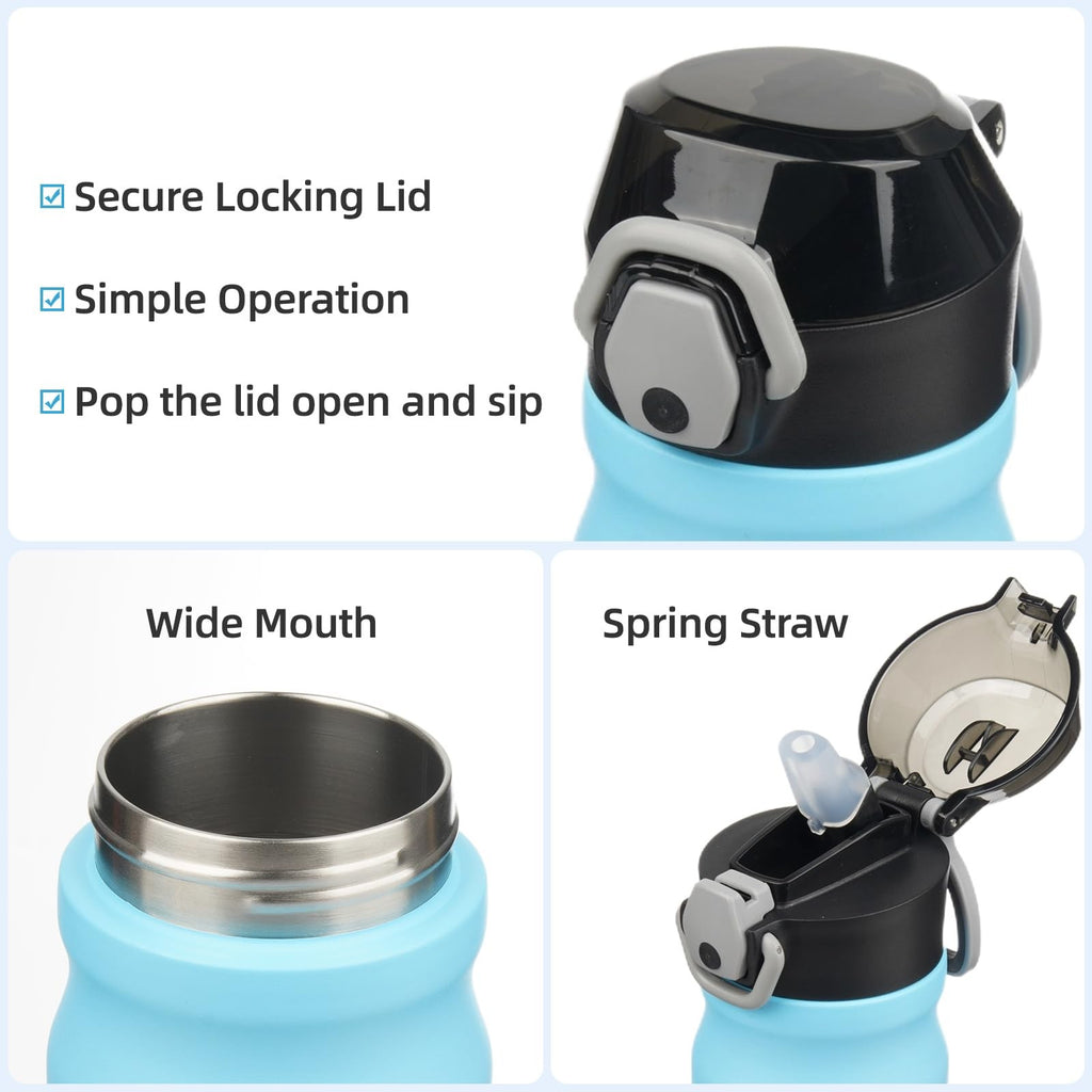 18 Oz Konokyo Insulated Water Bottle, Sky, Stainless Steel, Leak-Proof