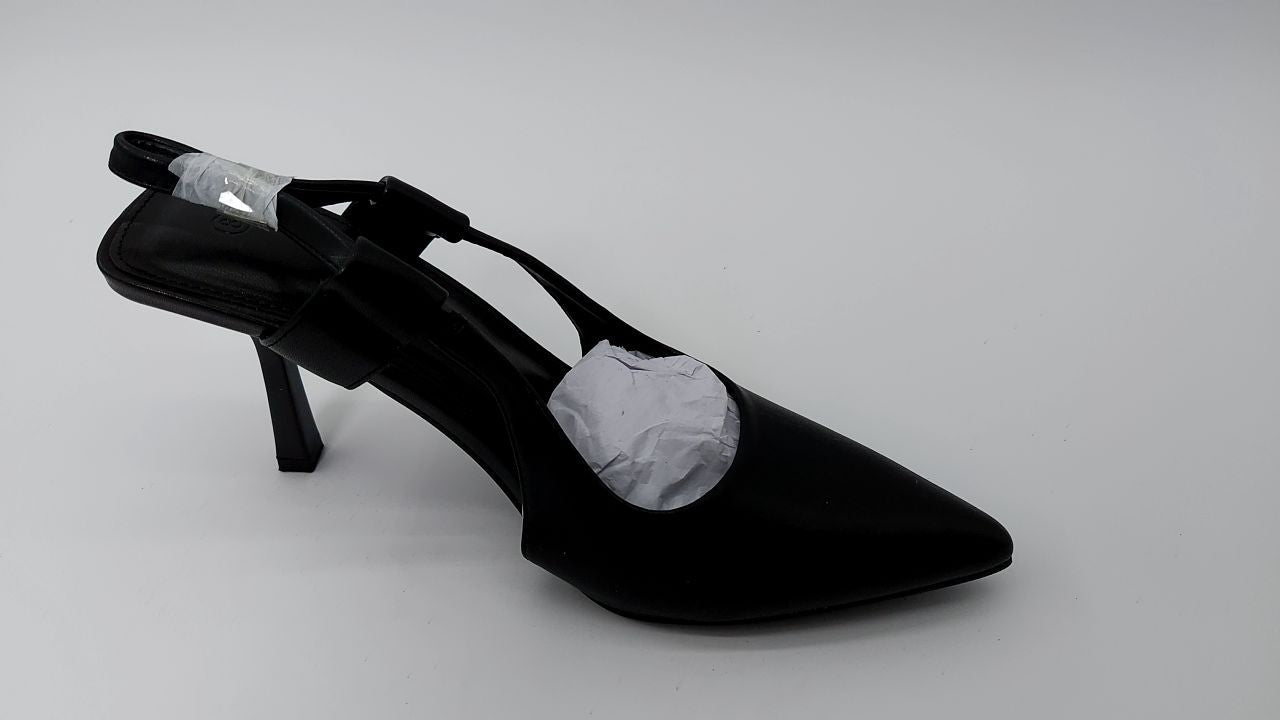 Coutgo Womens Black Slingback Heels Pumps Size 8 Pointed Toe
