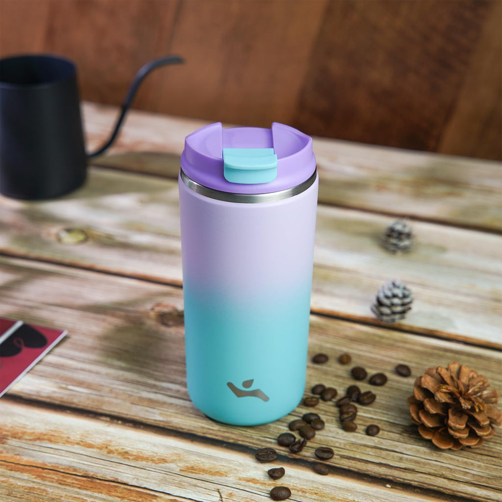 16 Oz Insulated Coffee Mug, Double Wall Stainless Steel, Lavender Green
