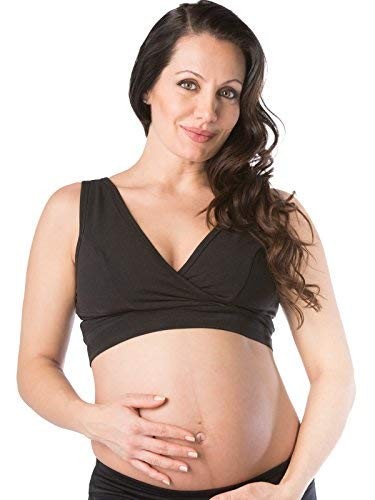 Fishers Finery Womens Breastfeeding Nursing Bra with Nursing Pads (Blk, L)