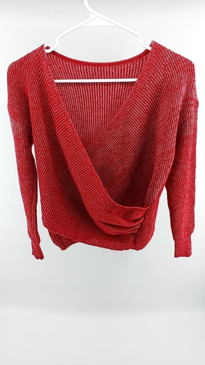 Surplice Long Sleeve Knit Top