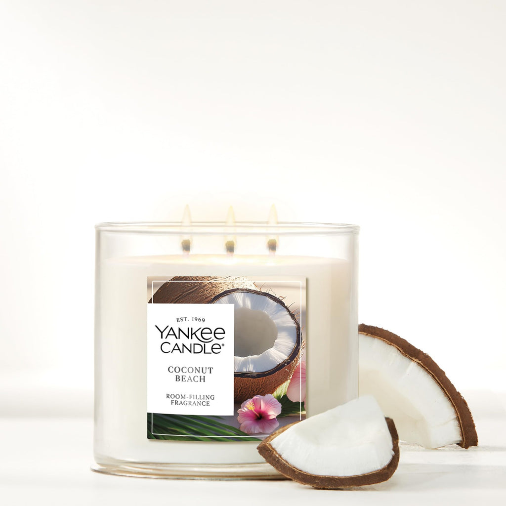 Yankee Candle 3 Wick Jar, Coconut Beach, Premium Plant Wax, 14.5 Oz