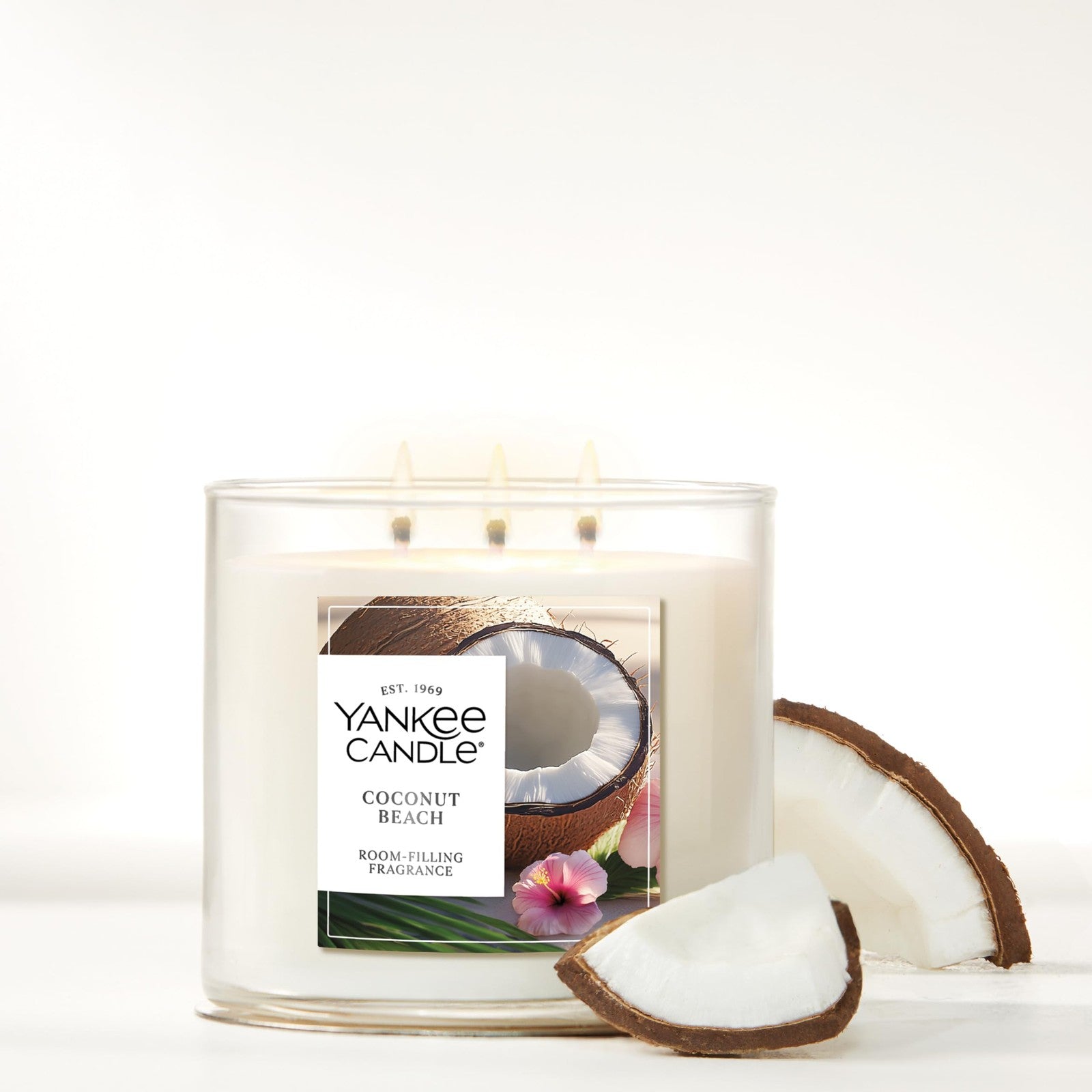 Yankee Candle 3 Wick Jar, Coconut Beach, Premium Plant Wax, 14.5 Oz