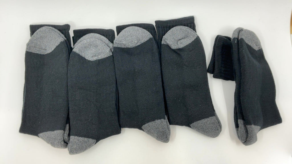 Cotton Crew Socks for Men 10 Pairs Black Size 8-12 Half Cushioned