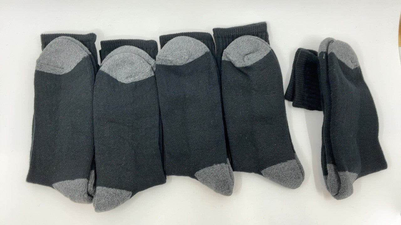Cotton Crew Socks for Men 10 Pairs Black Size 8-12 Half Cushioned