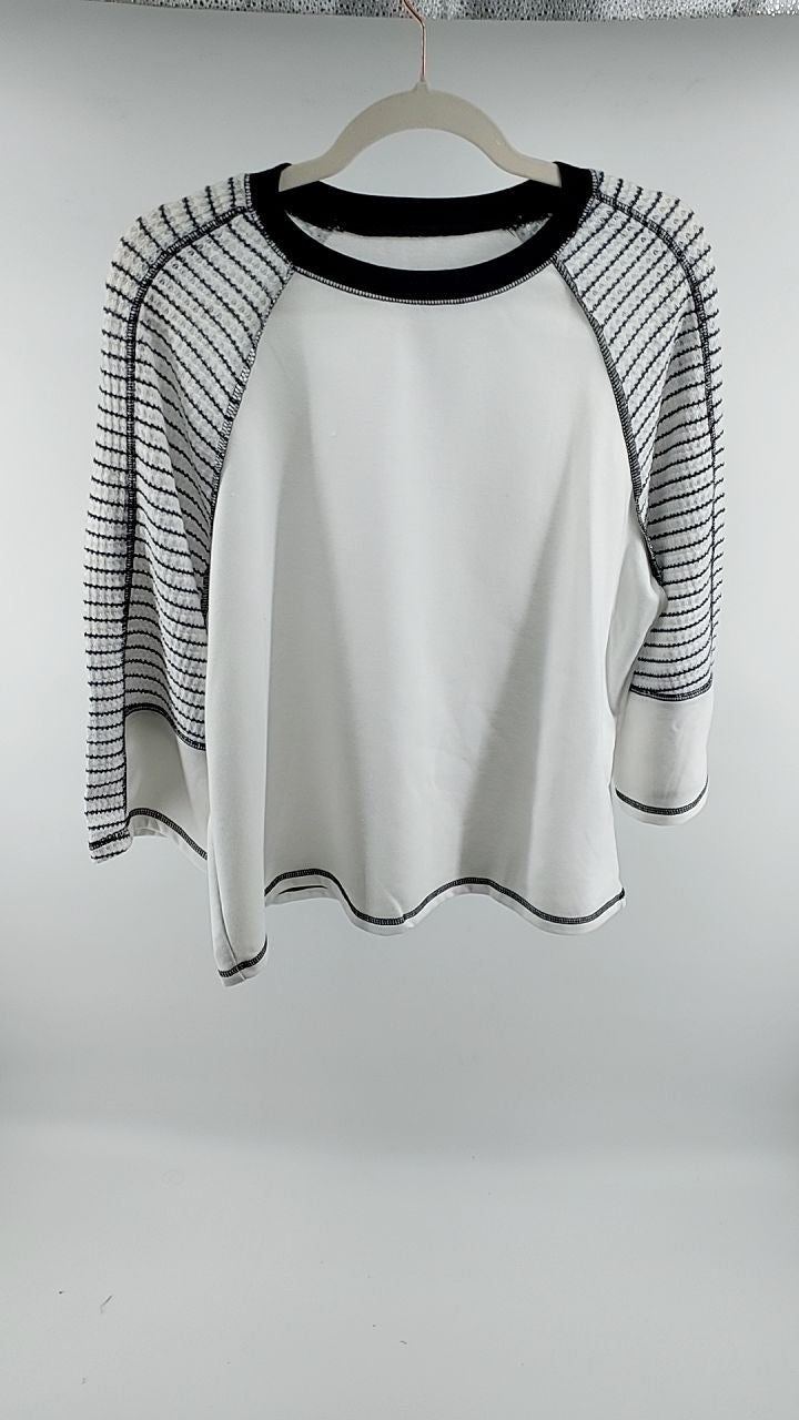 Striped Round Neck Raglan Sleeve Top