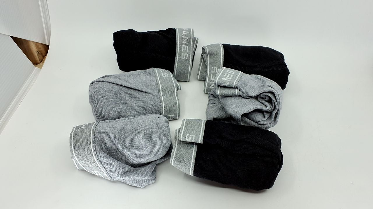 Hanes Men's Boxer Briefs 6 Pack, Cool Dri, Cotton, Medium, Black/Grey