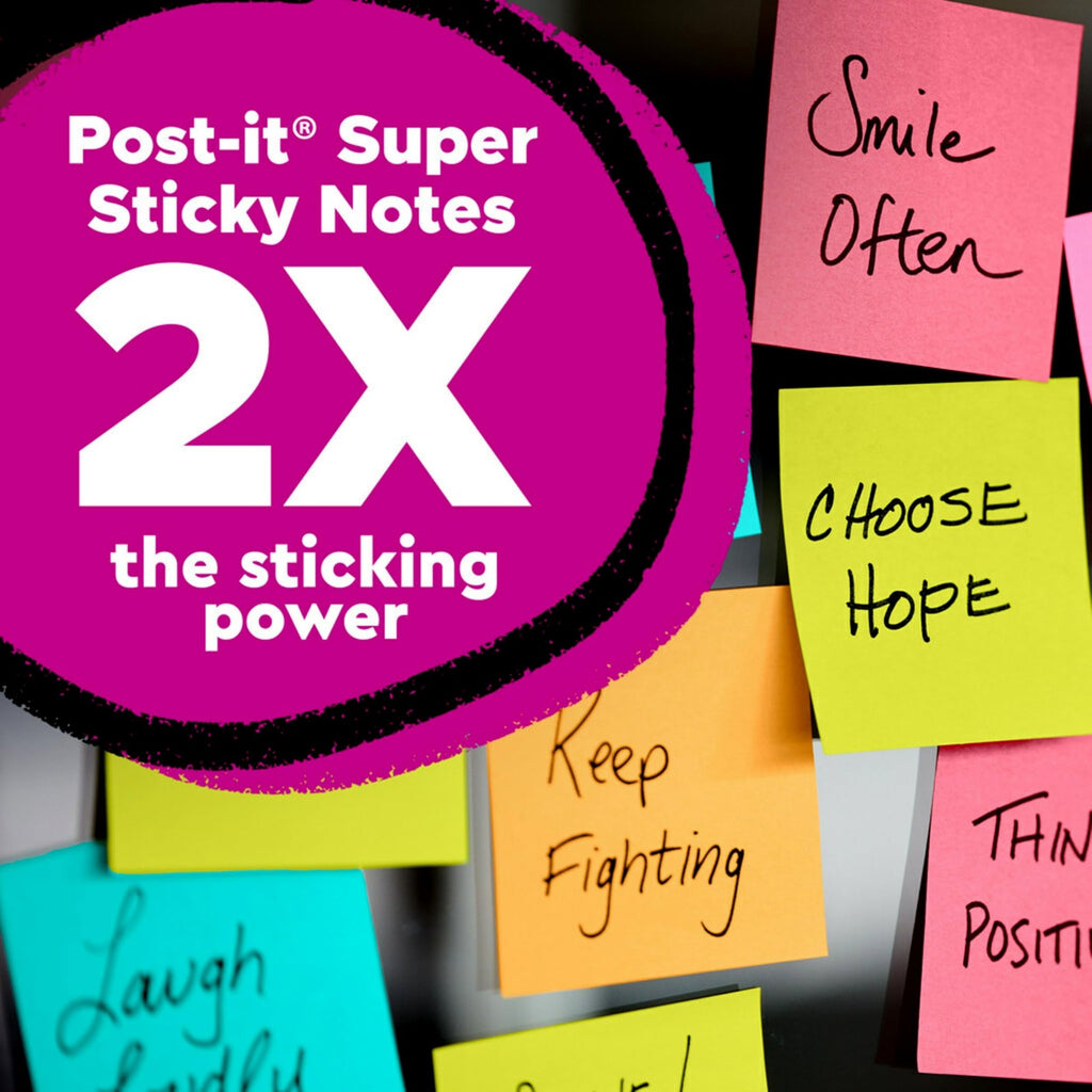 Post-it Super Sticky Notes, 4x4 in, 6 Pads, Ideal for Vertical Surfaces
