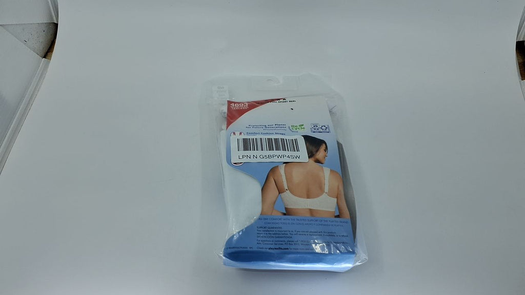 Playtex 18 Hour Bra, Wireless, 44D, White, Floral Print, Full Coverage