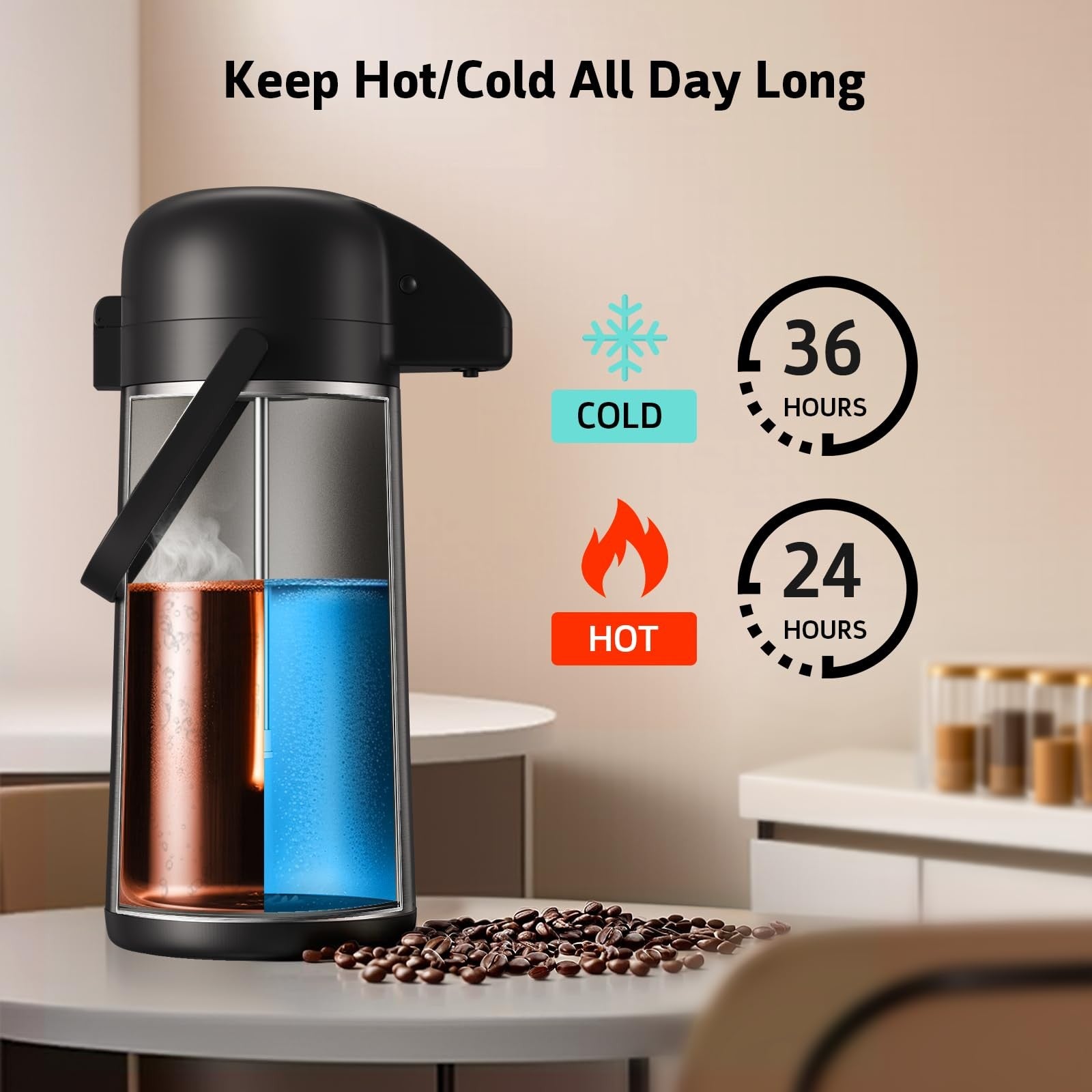 Insulated 102 Oz Coffee Carafe - Stainless Steel Thermal Beverage Dispenser
