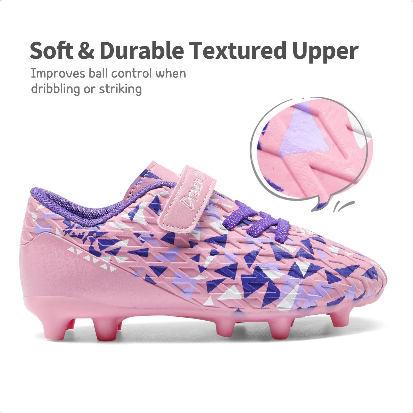 DREAM PAIRS Soccer Cleats Kids Size 8 Toddler Pink/Purple Football Shoes