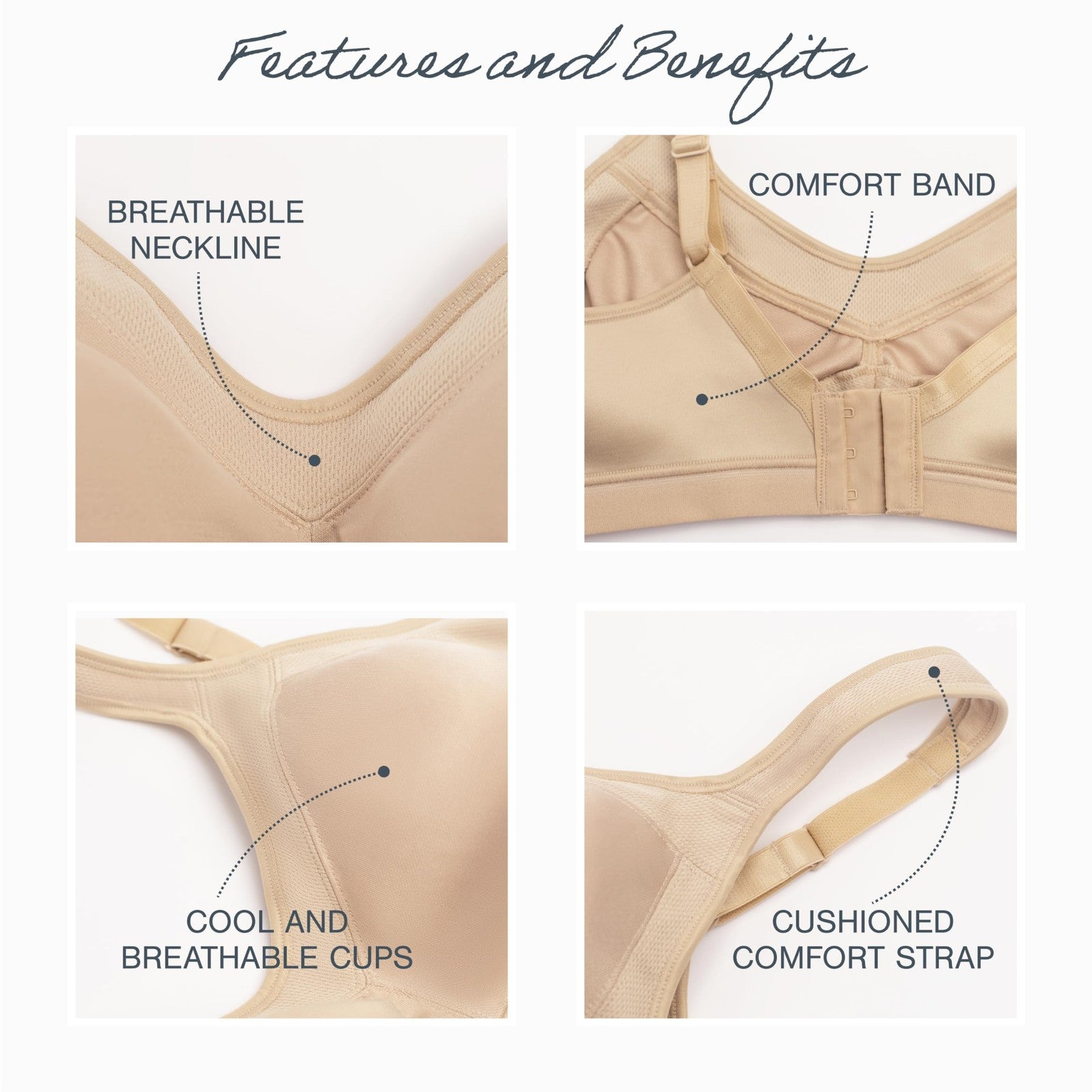 Playtex 18 Hour Wireless Bra, Seamless T-Shirt Style, 40DDD, Nude