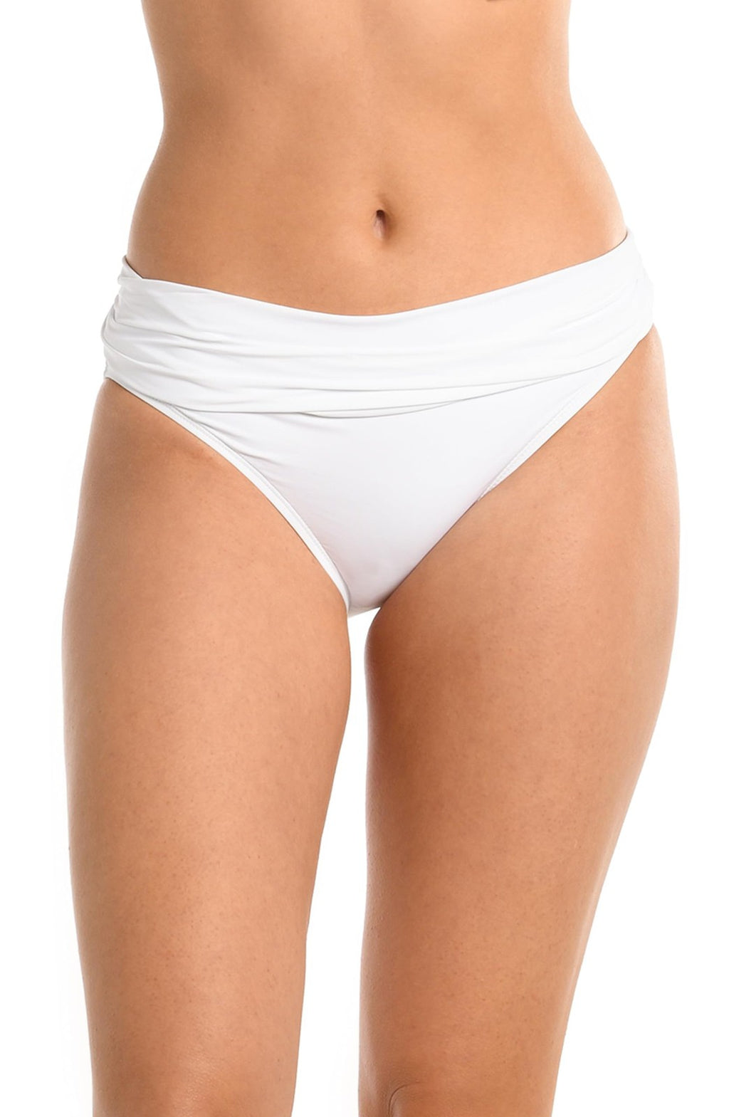 La Blanca White Hipster Bikini Swimsuit Bottom, Size 6, Shirred Band