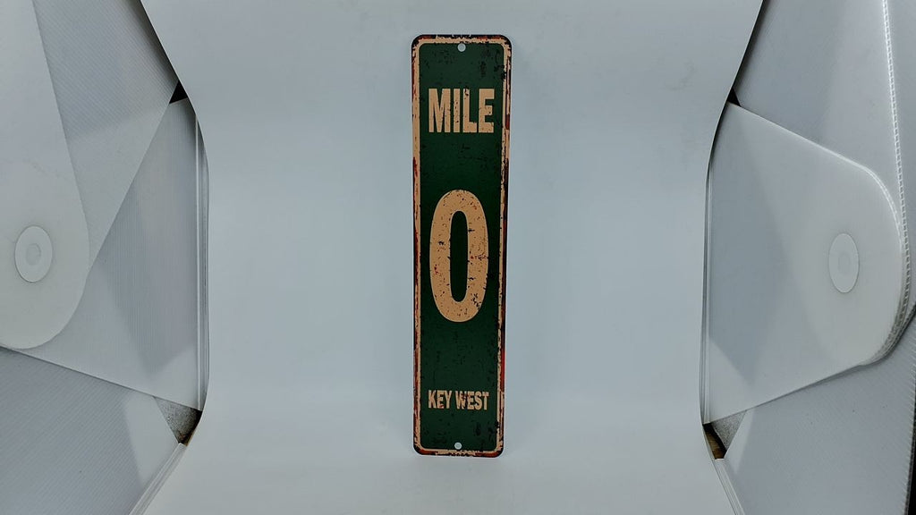 Mile 0 Key West Vintage Aluminum Sign 4x18 Indoor/Outdoor Green