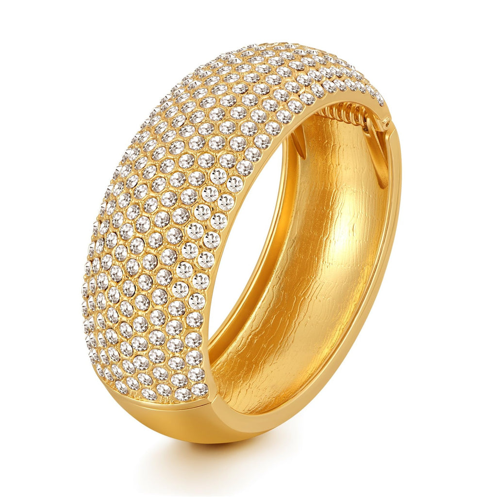 Rhinestone Gold Cuff Bangles for Women - Chunky Bracelet Jewelry