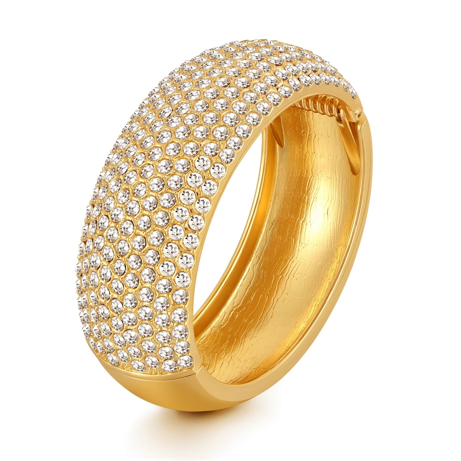 Rhinestone Gold Cuff Bangles for Women - Chunky Bracelet Jewelry