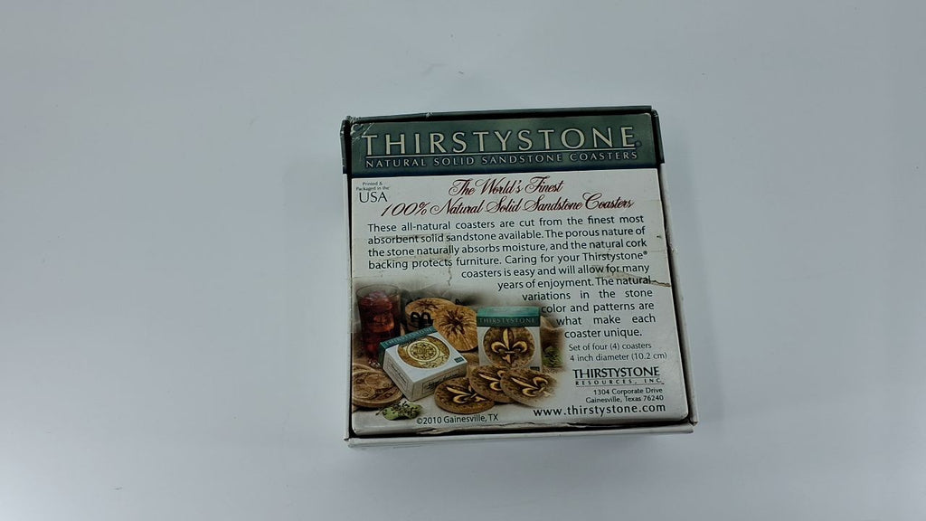 4 Pack Cinnabar Sandstone Coasters, Unique Patterns, 4.25 in