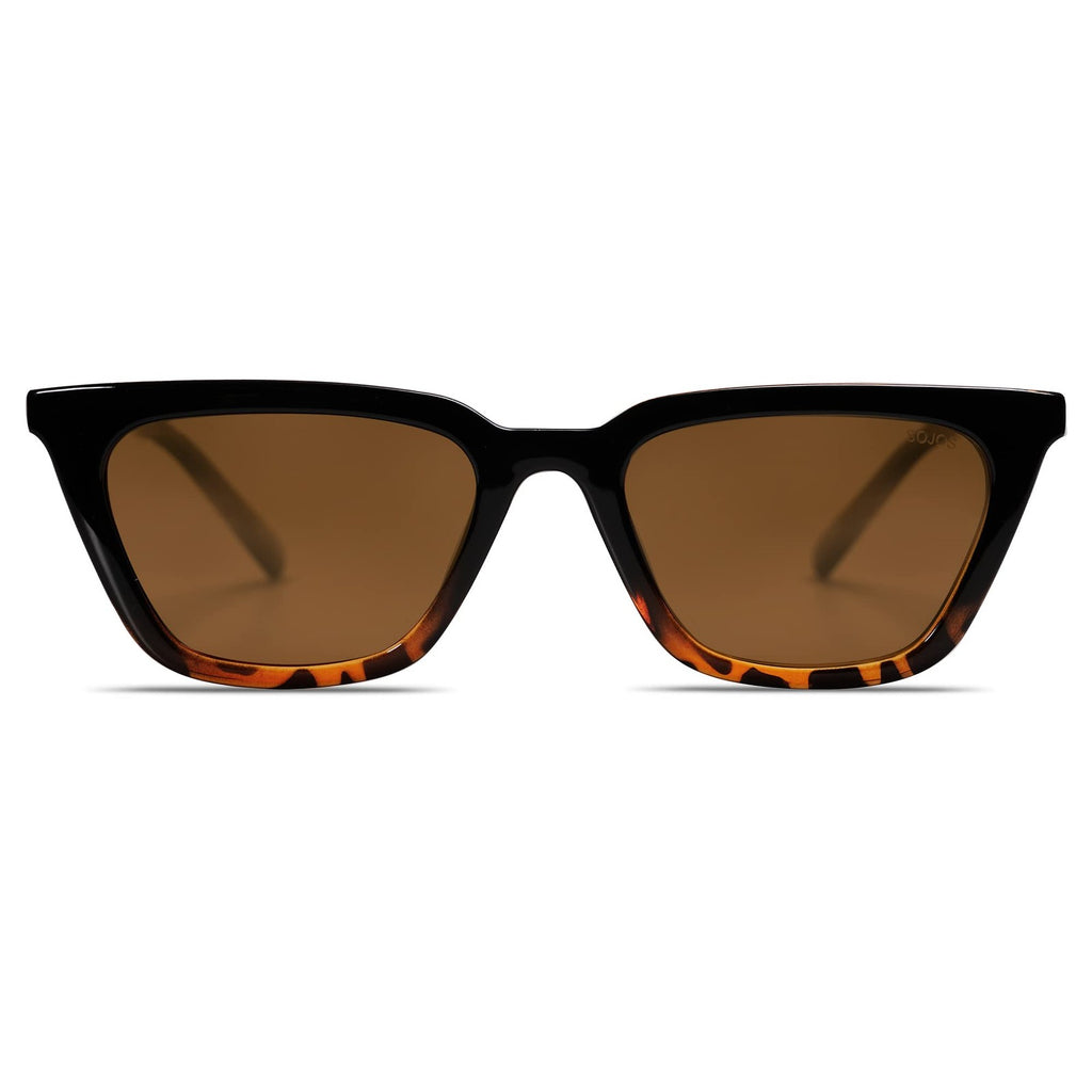 SOJOS Retro Polarized Narrow Square Sunglasses Women Tortoise/Brown