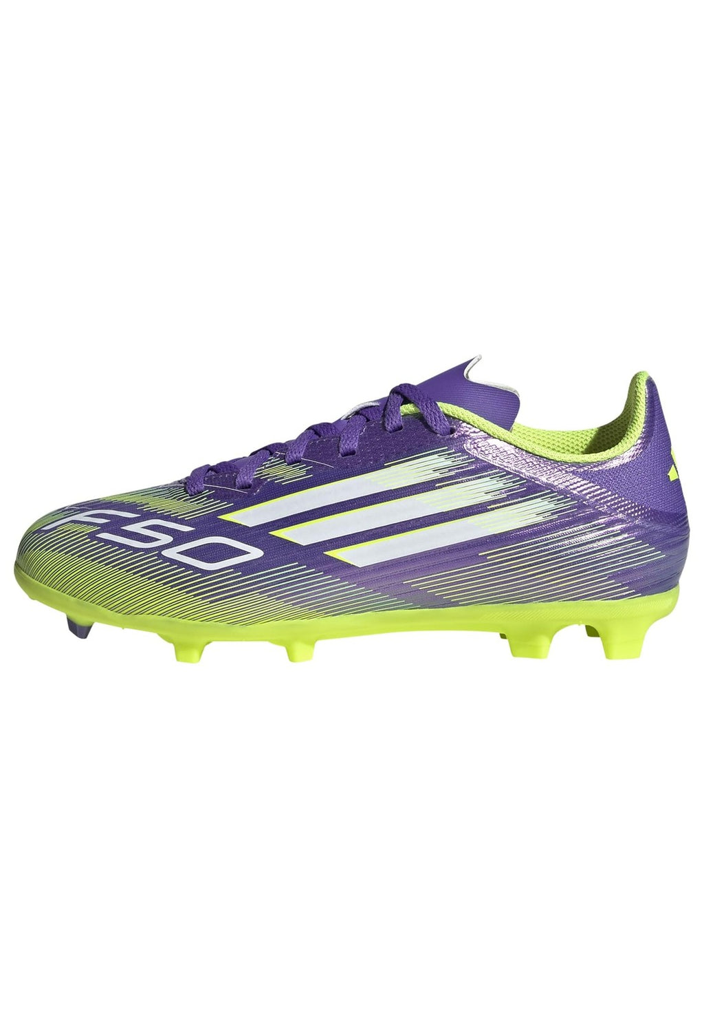 adidas F50 League Firm Ground Soccer Shoes, Purple Rush/White, 6 Big Kid