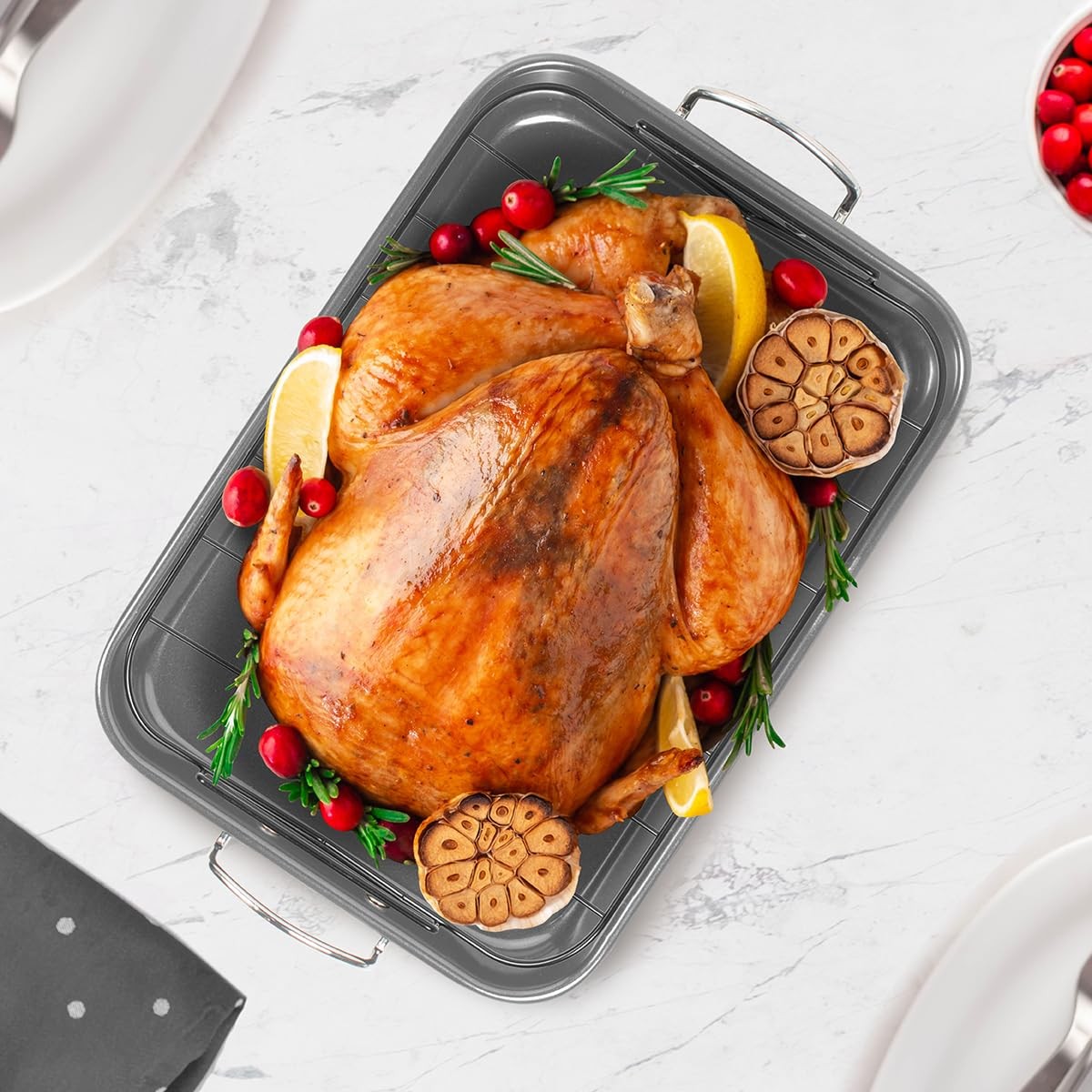 Glad Roasting Pan 15x10.3in - Durable Nonstick Bakeware for Turkey