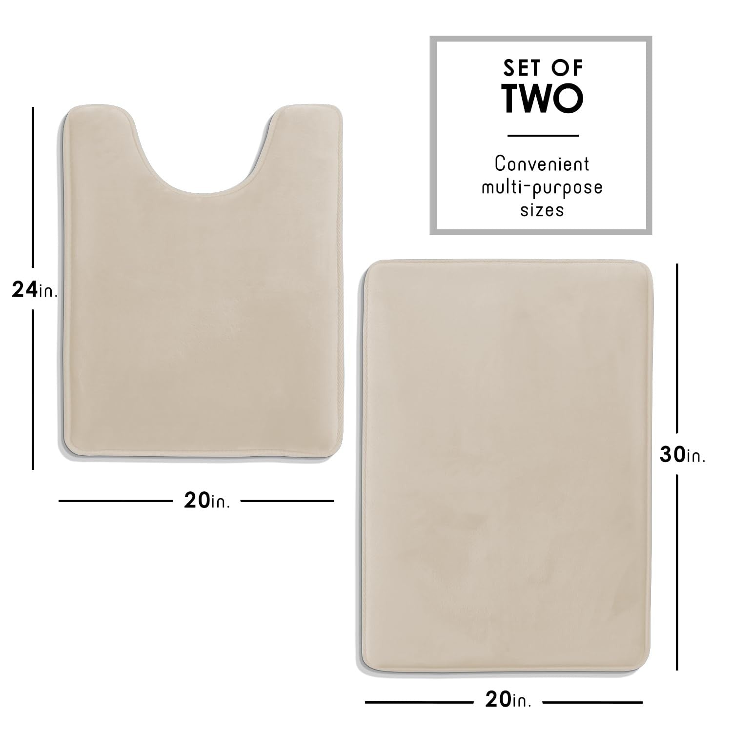 Ultra Soft Memory Foam Bath Rugs, Non-Slip, 17x24 in, Linen Color