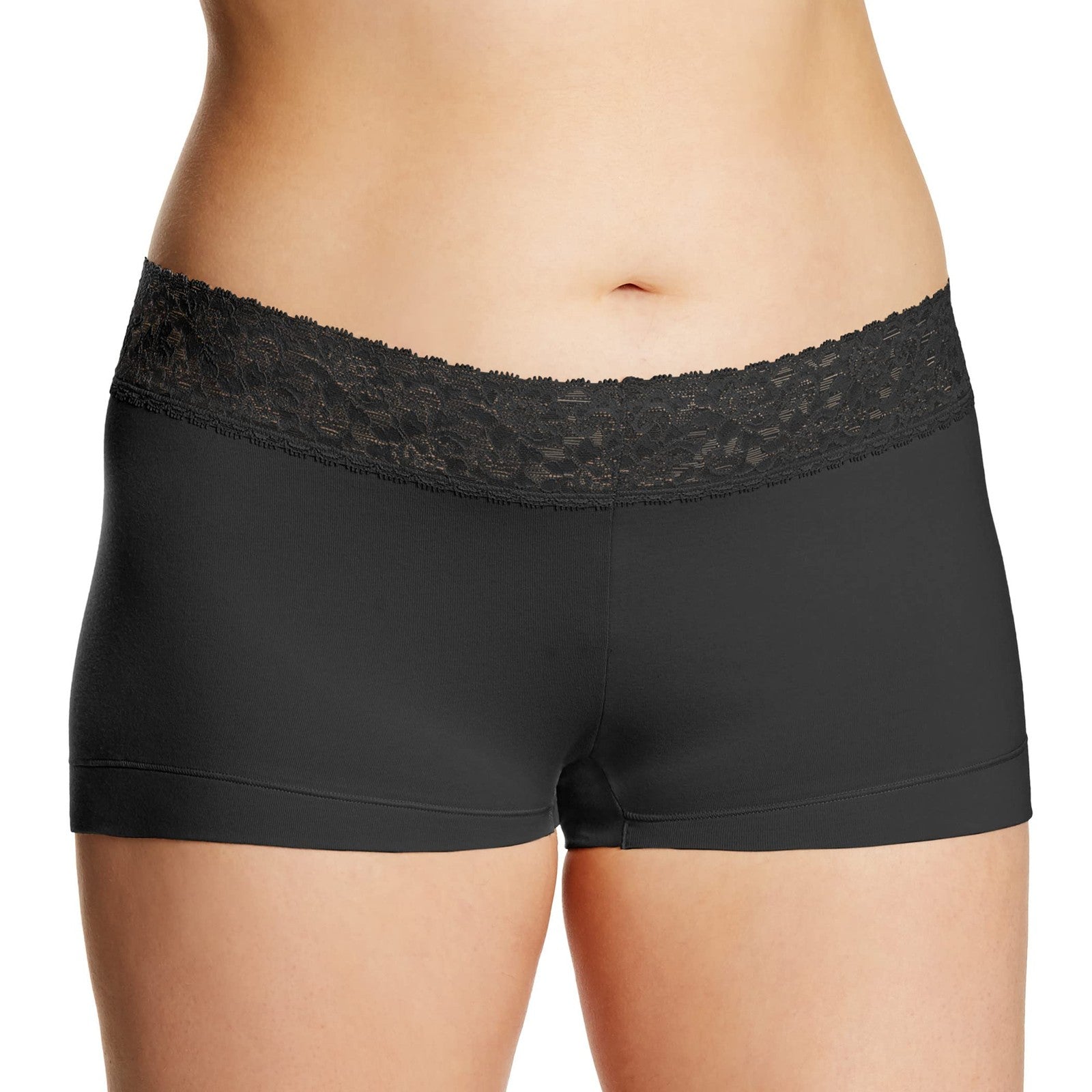 Maidenform Women's Boyshort Panty Pack, Lace Cotton, Navy/Grey/Black, L