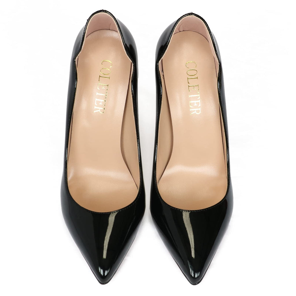 COLETER Black Stiletto Heels 4.72in Pointed Toe Pumps Size 8