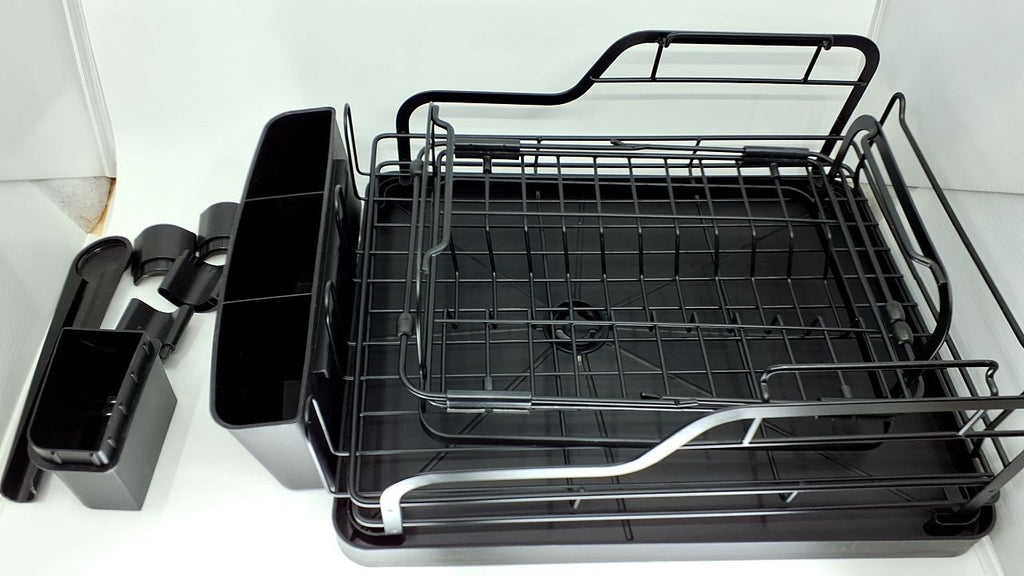2 Tier Dish Drying Rack, Space Saving, Deep Black, Fits Over Sink