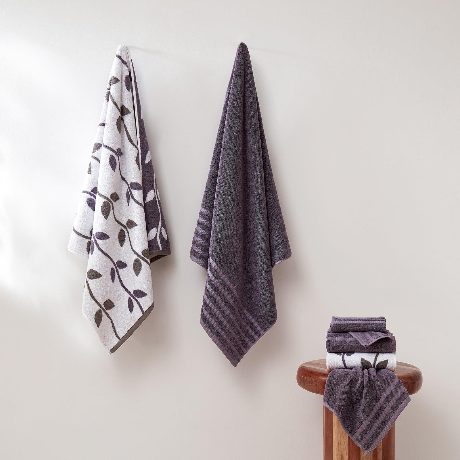 Lavender 6-Piece Towel Set - Organic Vines Design - Quick Dry Cotton Towels