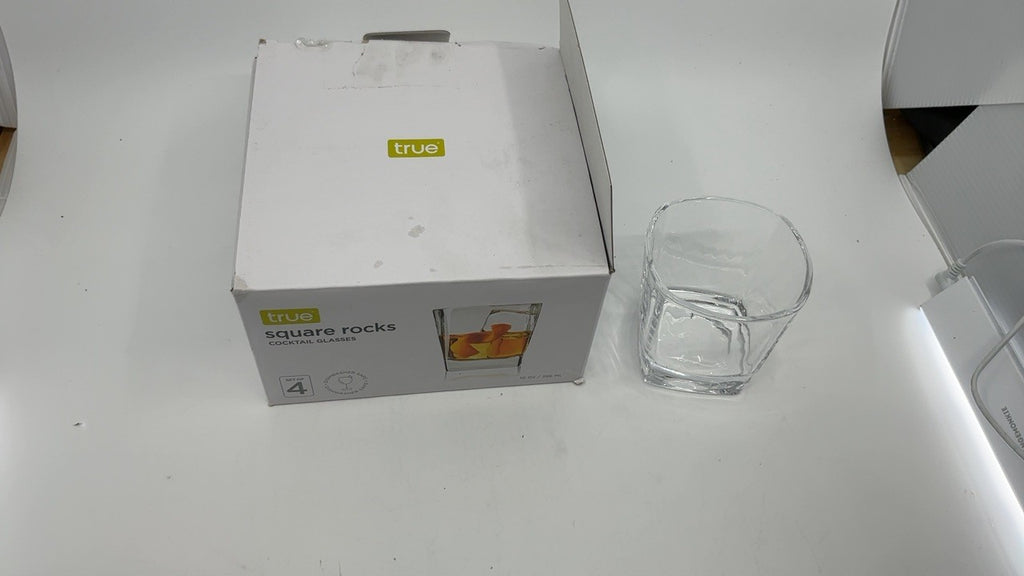 10 oz Clear Whiskey Glasses, Set of 4 Square Old Fashioned Tumblers