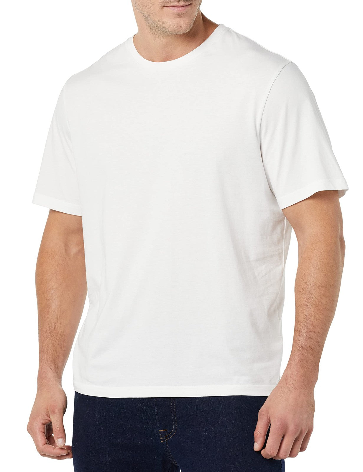 Men's Cotton Regular-Fit Crewneck T-Shirts, Pack of 2, White, Large