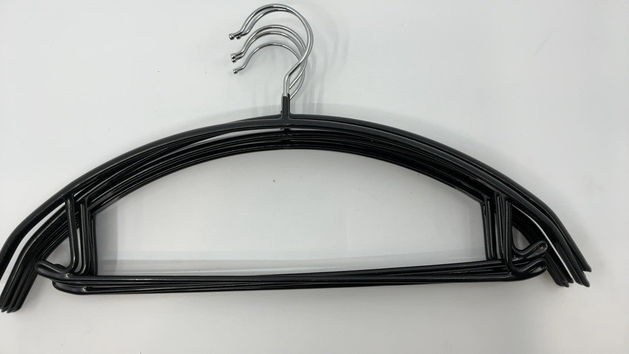 Non-Slip Rubber Coated Hangers, 16.5in Heavy Duty, Black, Set of 5