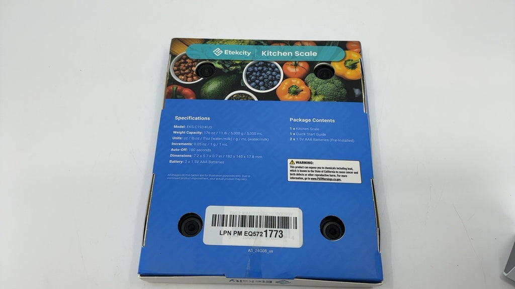 Etekcity Food Scale, Digital, 5000g Capacity, Black, for Baking & Cooking