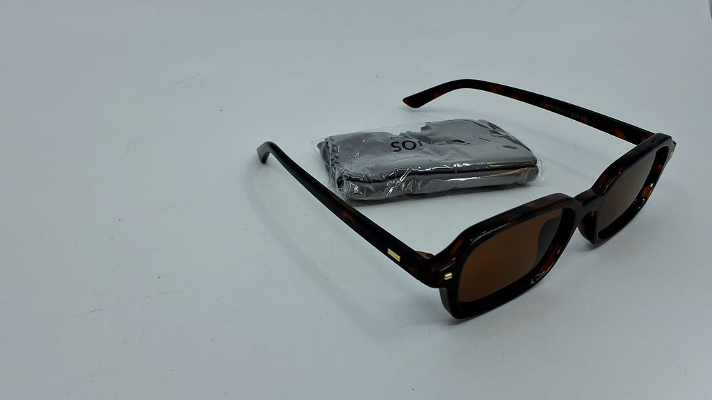 SOJOS Retro Polarized Narrow Square Sunglasses Women Tortoise/Brown