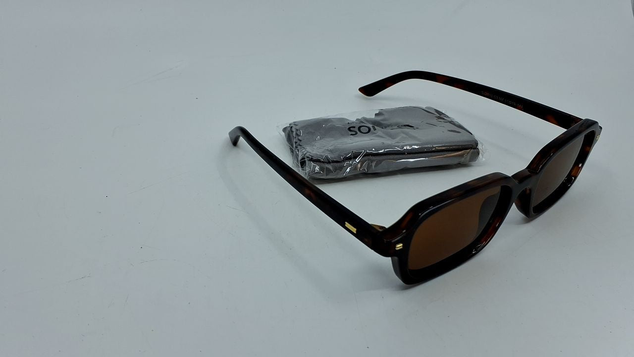 SOJOS Retro Polarized Narrow Square Sunglasses Women Tortoise/Brown