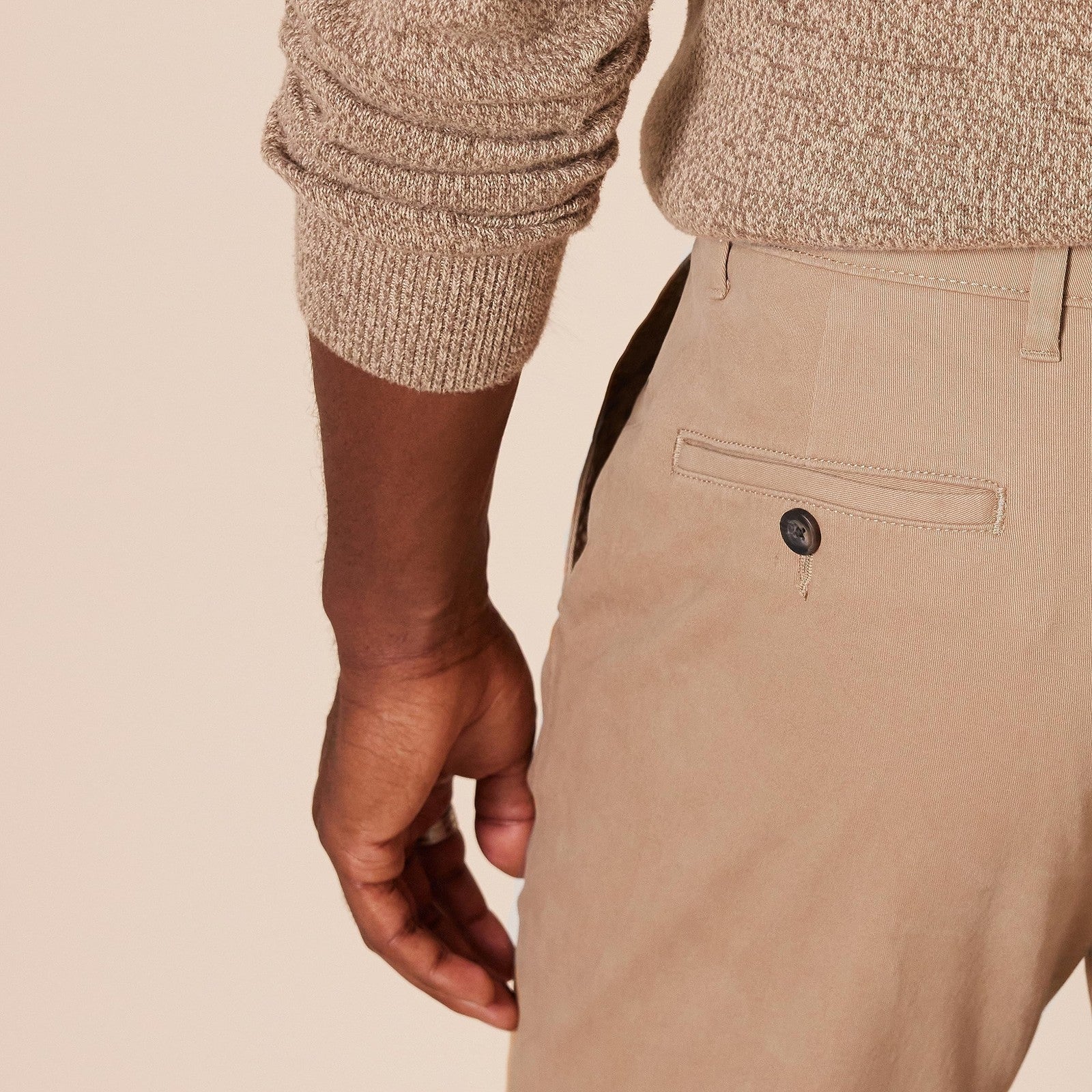 Men's Slim-Fit Chino Pants 36W x 32L Dark Khaki Brown Cotton