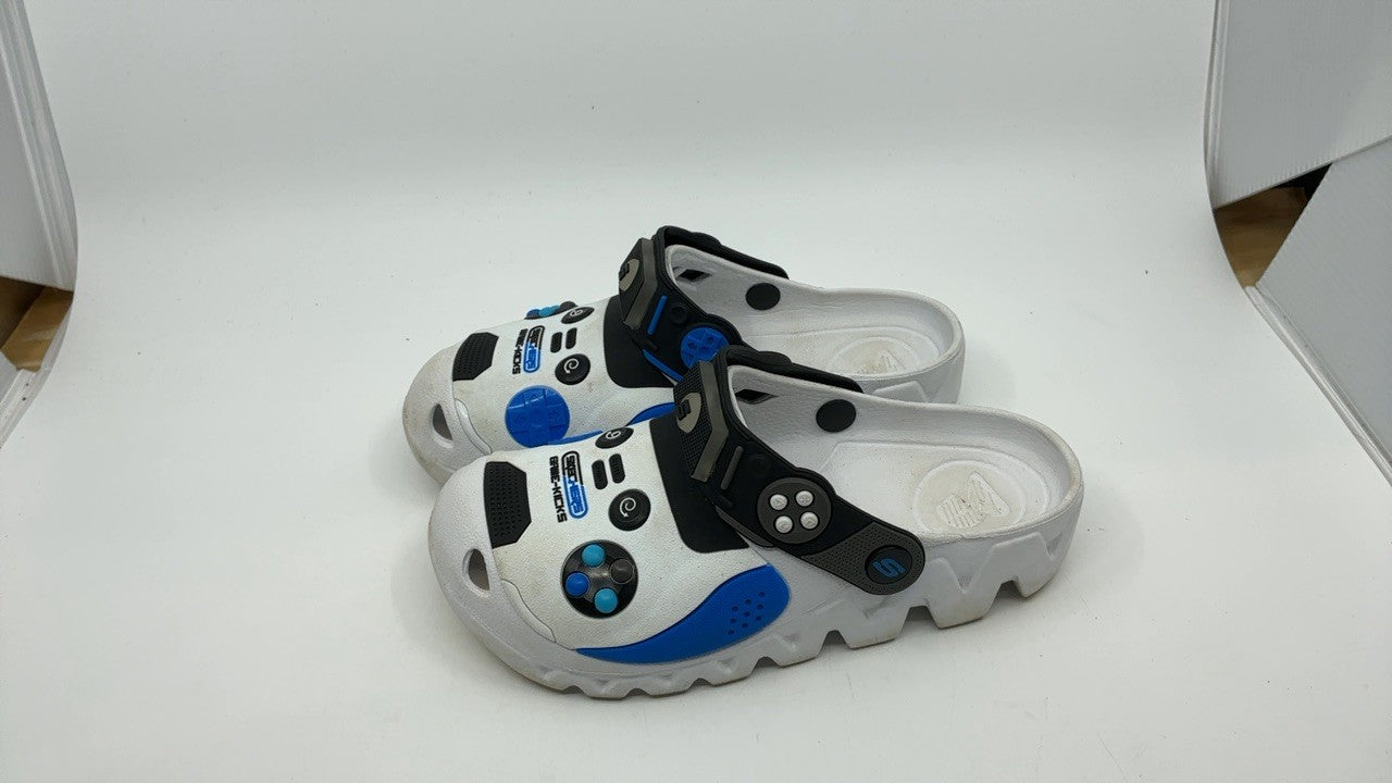 SKECHERS Boy's Zaggle-Hydro-Pointz Clog, White/Black/Blue, 4 Big Kid