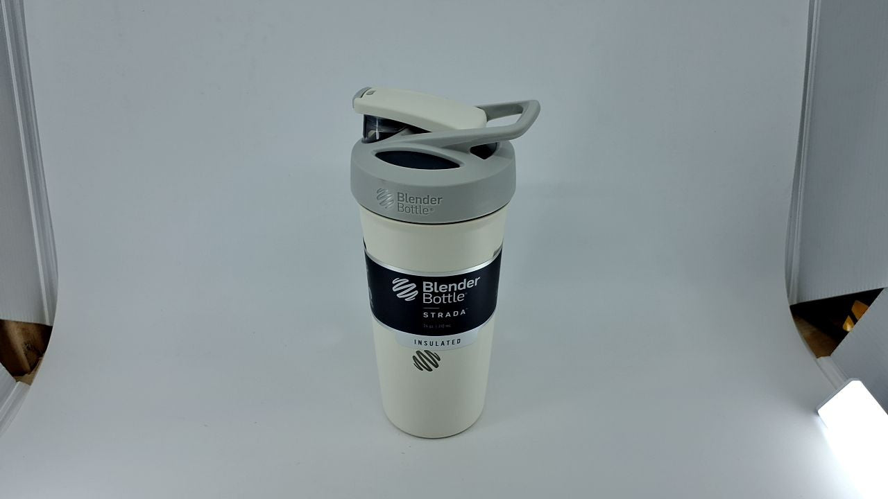 BlenderBottle Strada 24oz Shaker Cup, Insulated Stainless Steel - White