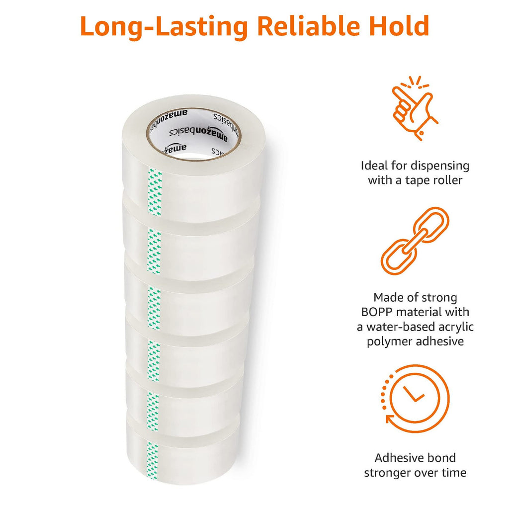 Clear Packing Tape 1.88" x 109 Yards, 6-Pack for Moving & Shipping