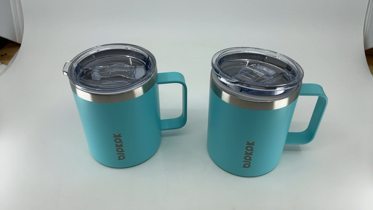 BJPKPK 14oz Stainless Steel Insulated Tumblers, 2 Pcs w/ Lid - Turquoise