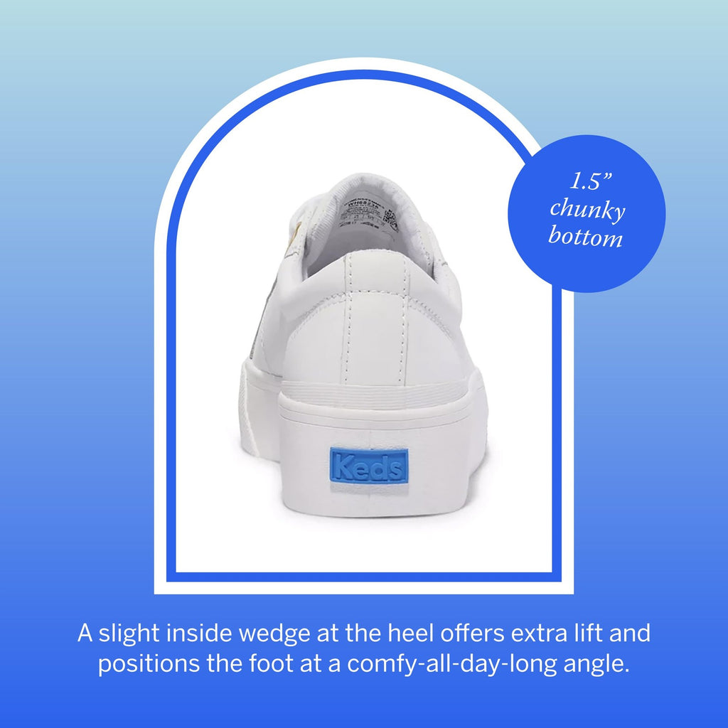 Keds Women's Jump Kick Duo LACE UP Sneaker, White/Gold Leather, 8