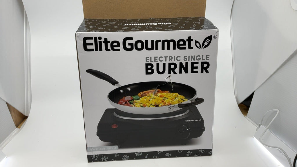 Portable 1000W Electric Single Burner, Cast Iron, Adjustable Temp, Black