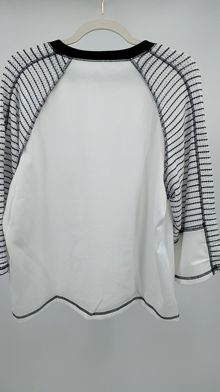Striped Round Neck Raglan Sleeve Top