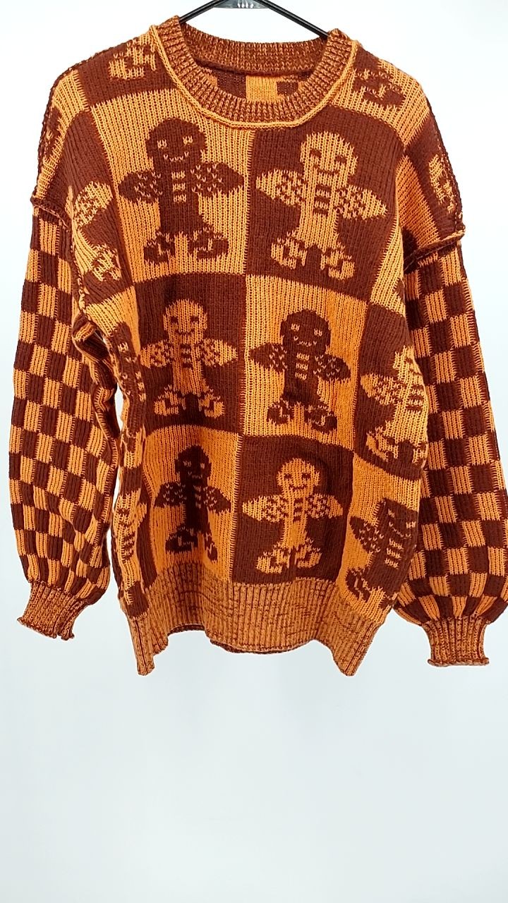 Gingerbread Man Round Neck Drop Shoulder Sweater