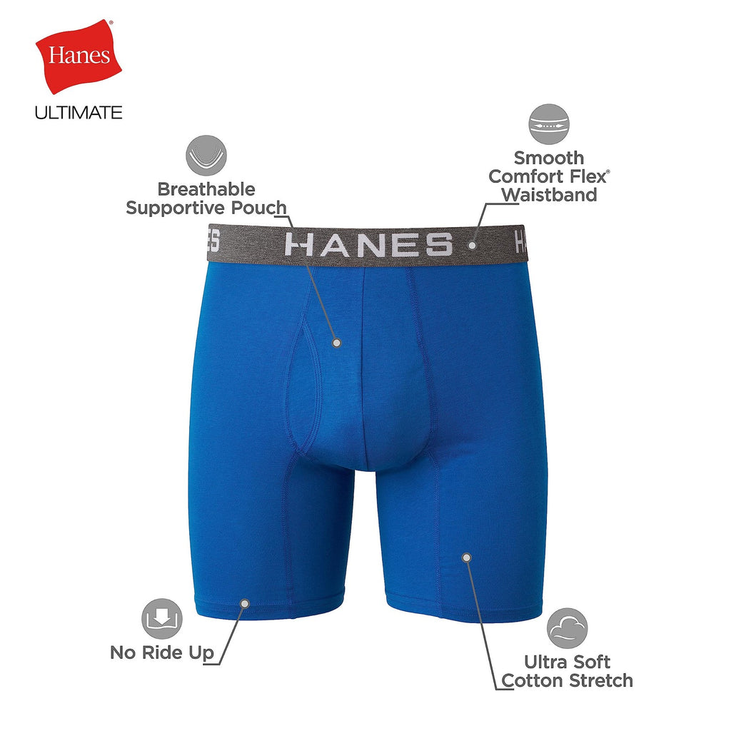 Hanes Men's Boxer Briefs 4-Pack, Small, Ultra Soft Cotton Modal, Red/Blue/Navy